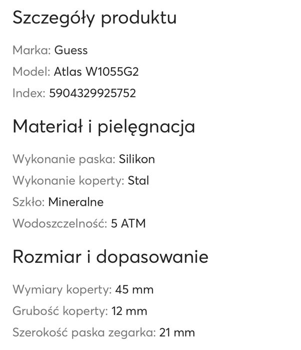 Zegarek unisex GUESS Atlas W1055G2