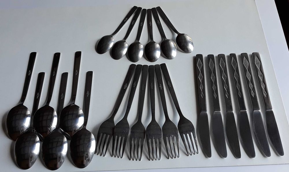 Sztućce PRL: 24 elementy KARO / ROMBY (nr.2), Gerlach