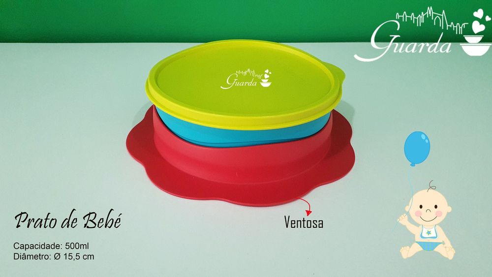 Prato de Bebé com ventosa (agarra à mesa) Tupperware NOVO