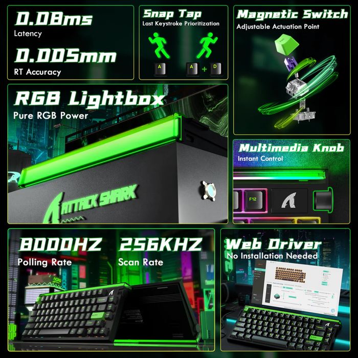 Ігрова клавіатура Attack Shark R85 HE (Magnetic Switch, Rapid Trigger)