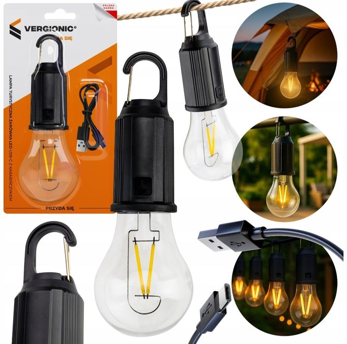 Vergionic Lamka turystyczna latarka usb