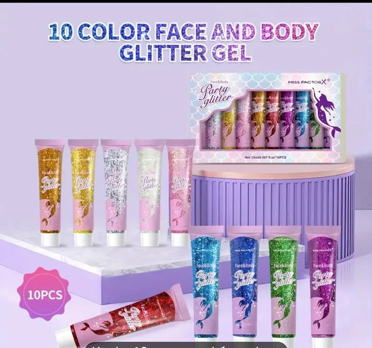 Набір блискіток глітеру 10 шт для боді-арту аквагриму