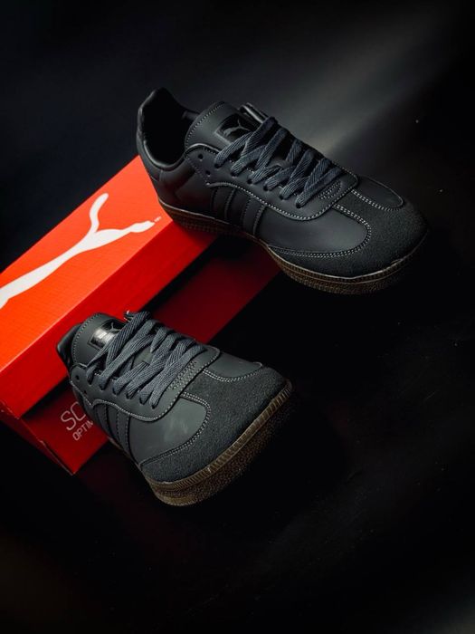 Чоловічі темні кеди Puma•пума кожані•кеди на весну•ціна топ•розміри є