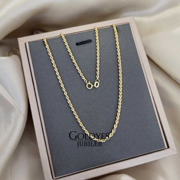 Złoty łańcuszek o splocie korda próby złota 585