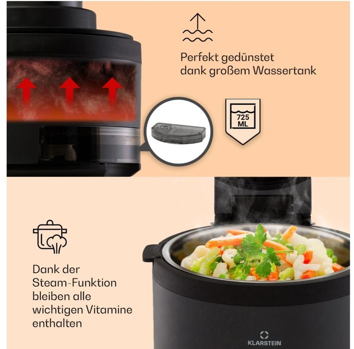 Фритюрница Klarstein Vendure с функцией приготовления на пару