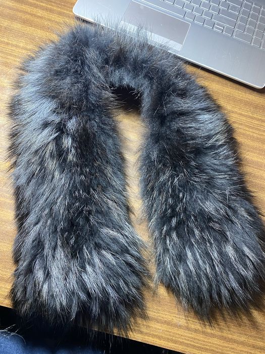 Воротник из натурального меха (песец/чернобурка), черный»