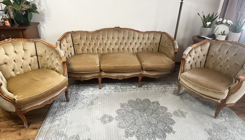 Komplet wypoczynkowy w stylu ludwikowskim wypoczynek fotele ludwik