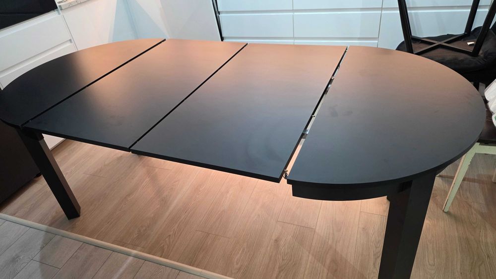 stół okrągły rozkładany czarny