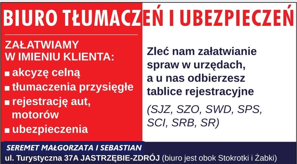 REJESTRACJA Tłumaczenia Wodzisław Cieszyn Jastrzębie Pszczyna Żory