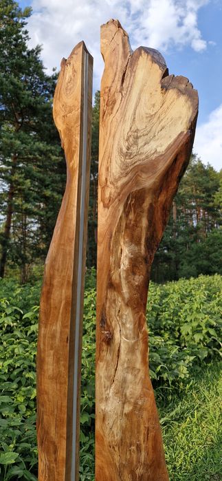 Drewniana lampa stojąca Led