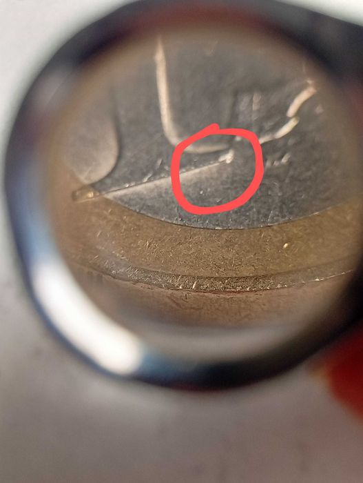 Moeda de 1€, 2016, Portugal, com vários erros