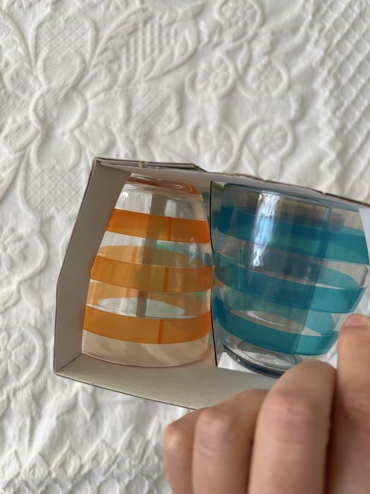 conjunto de 6 copos às riscas