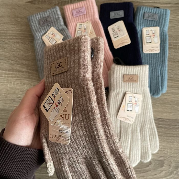 Рукавці жіночі зимові перчатки рукавички  на зиму бежеві білі