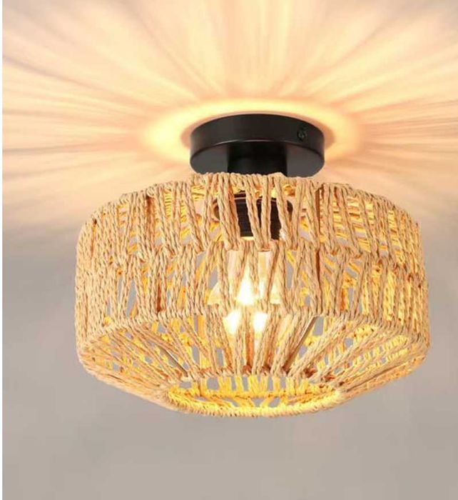 Lampa sufitowa rattanowa, żyrandol boho Leroy Merlin