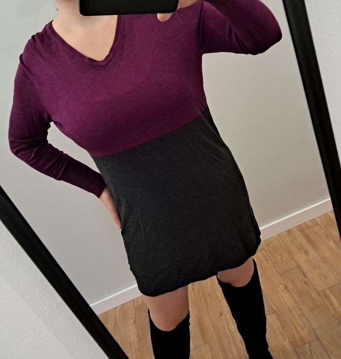 Jesienno zimowa sukienka sweterkowa dzianinowa długi sweter