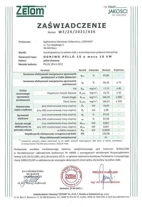 Kocioł, piec na pelet Ogniwo Pello 10 kW - kompaktowy, zgrabny