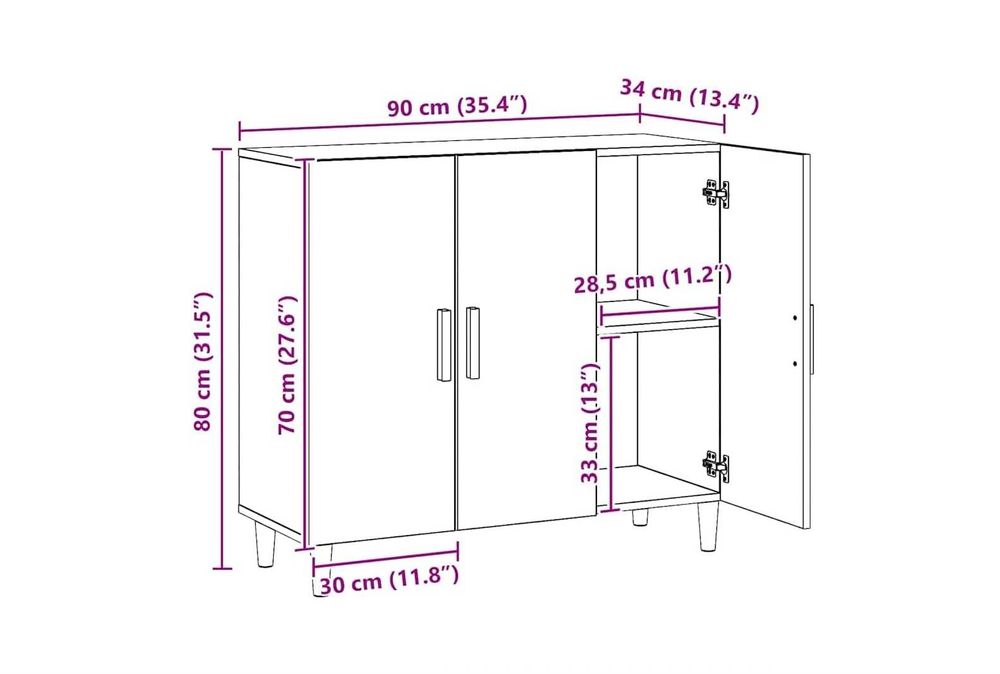 Aparador / Armário (Novo) – Melamina Carvalho – 90x34 cm