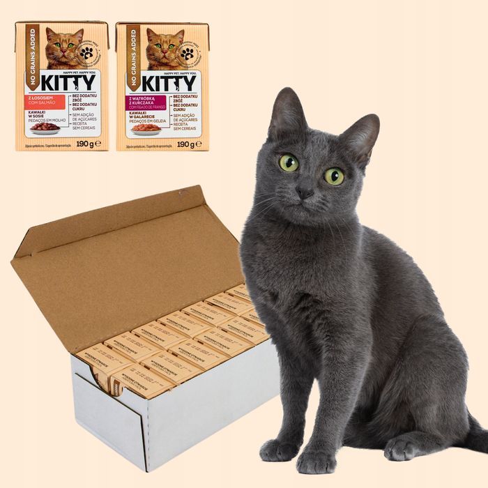 14 X 190G Karma Mokra Dla Kotów Kitty Mix Smaków Bez Zbóż 2,66 Kg