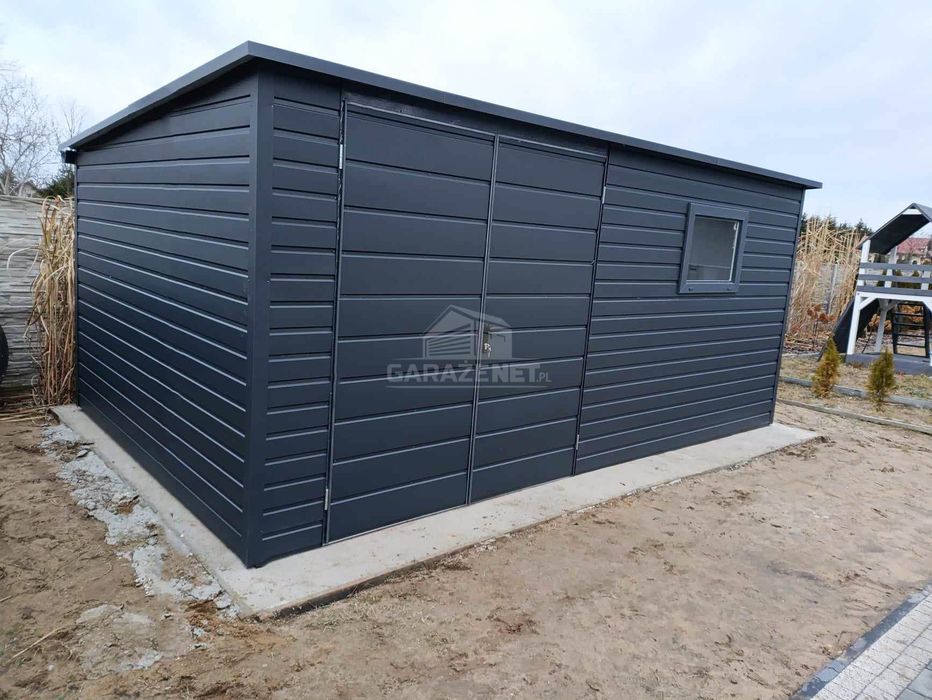 Schowek Domek Ogrodowy 5X3M Antracyt Dach Spad W Tył Ts982