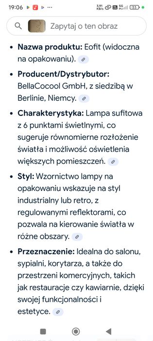 Lampa Sufitowa Z 6 Punktami Świetlnymi