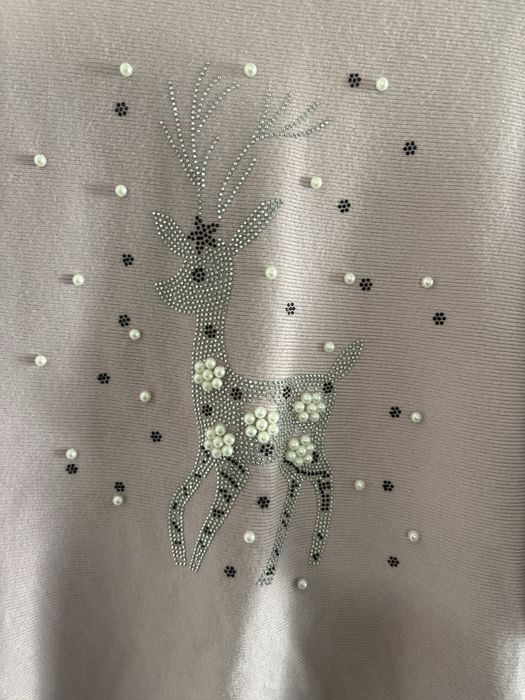 Sweter oversize pudrowy róż swiateczny elegancki tenifer