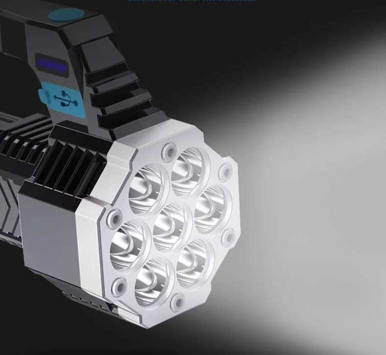 Taktyczna akumulatorowa mocna latarka LED szperacz piknikowa USB