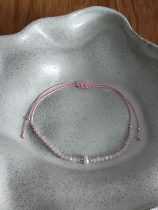 Bransoletka opal różowy hand made srebro 925