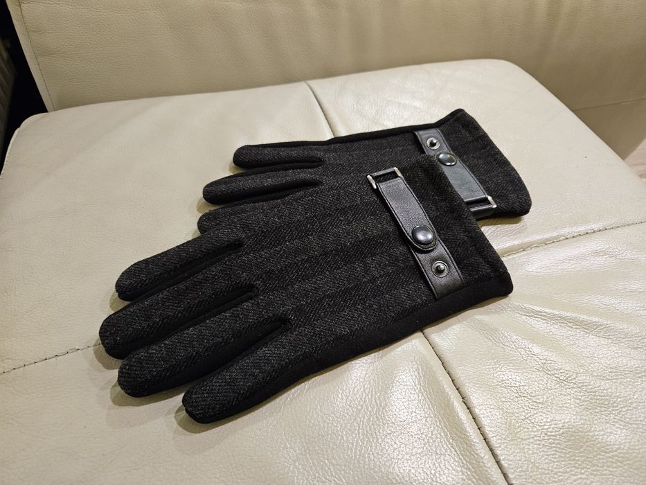 Rękawice męskie 9.5 w jodełkę eleganckie xl l classic style czarne