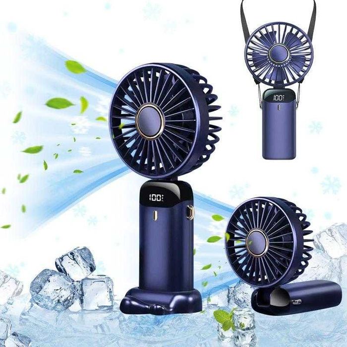 Вентилятор ручний портативний акумуляторний 5 швидкостей