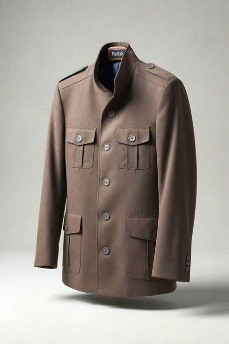 Kurtka męska FaBis | Styl Safari / Field Jacket | Podszewka 100% Wiskoza | Rozmiar 48 (M)