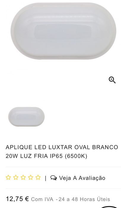 LAMPADA LED LUXTAR OVAL BRANCO 20W