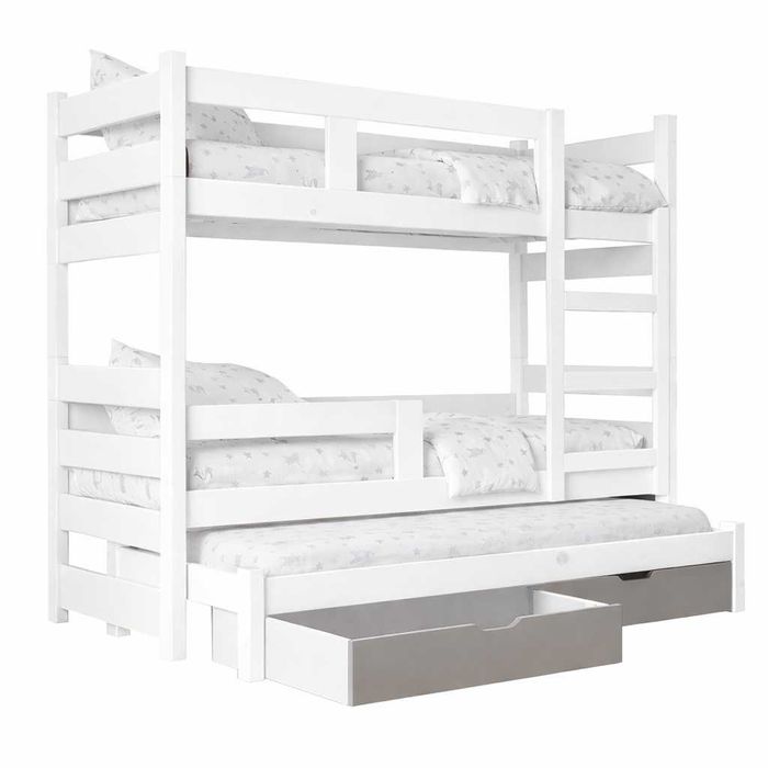 Łóżko piętrowe dla dzieci MIA 3 osobowe, materace 160x75 albo 180x75