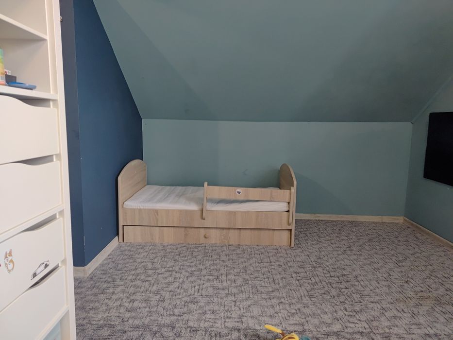 Łóżko dziecięce 140x70 z materacem + szuflada + barierka