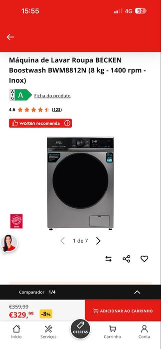 Máquina lavar roupa