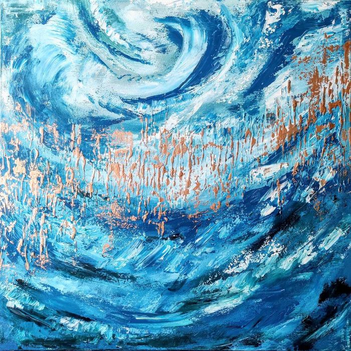 Abstrakcja autorski nowoczesny obraz akryle na płótnie 60x60cm