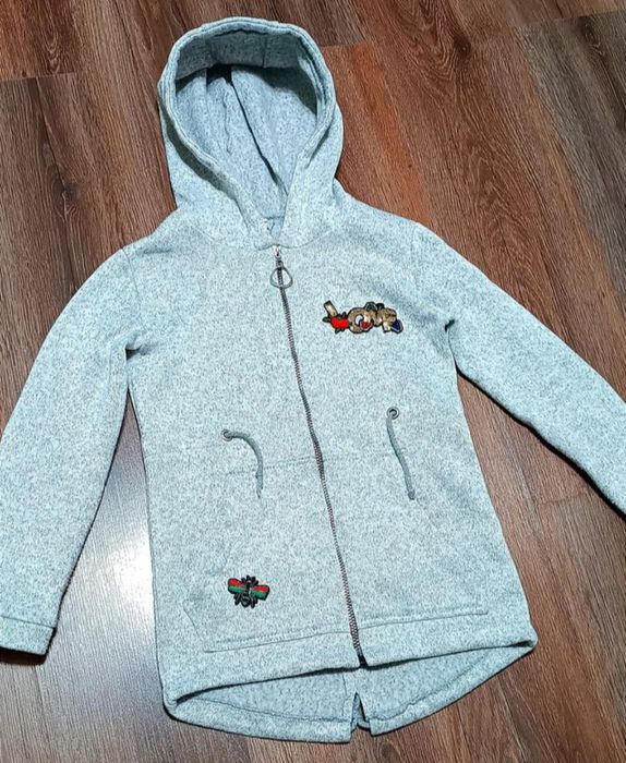 Стильная теплая удлинённая кофта ,пайта,туника на змейке с капюшоном и