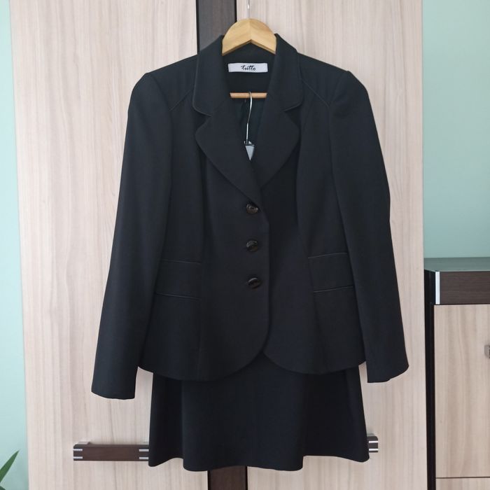Tutto czarny kostium, garnitur damski rozmiar L