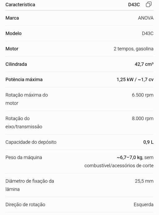 Roçadora ANOVA D43C 42,7 cc