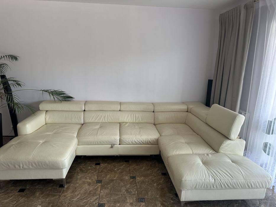 Диван шкіряний білий