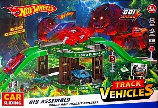 Zestaw HOT WHEELS Tor samochodowy Leśny Parking + 2 Samochody