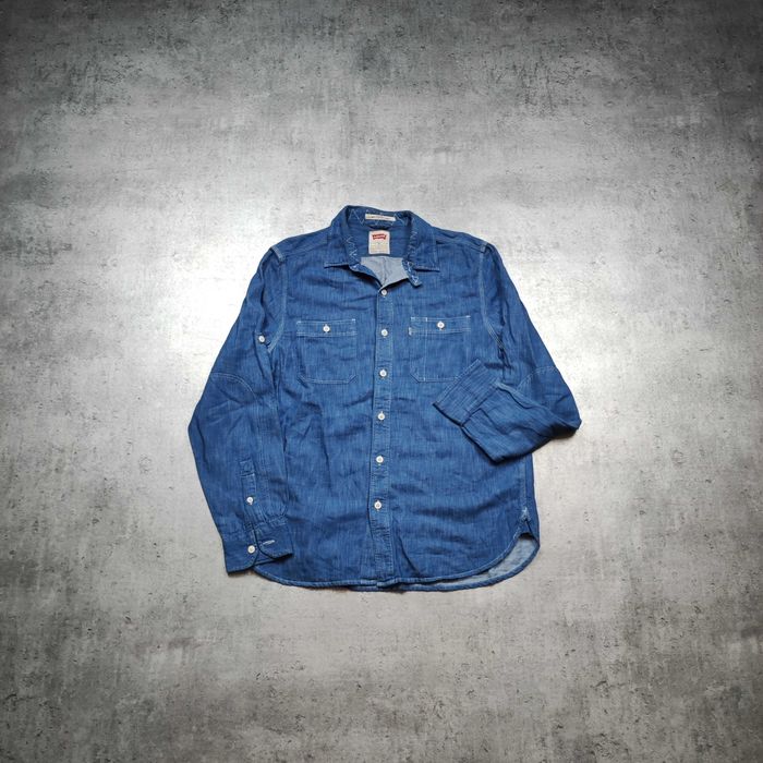 MĘSKA Elegancka PREMIUM Koszula Jeans Denim Levis Kieszonka Elegancka