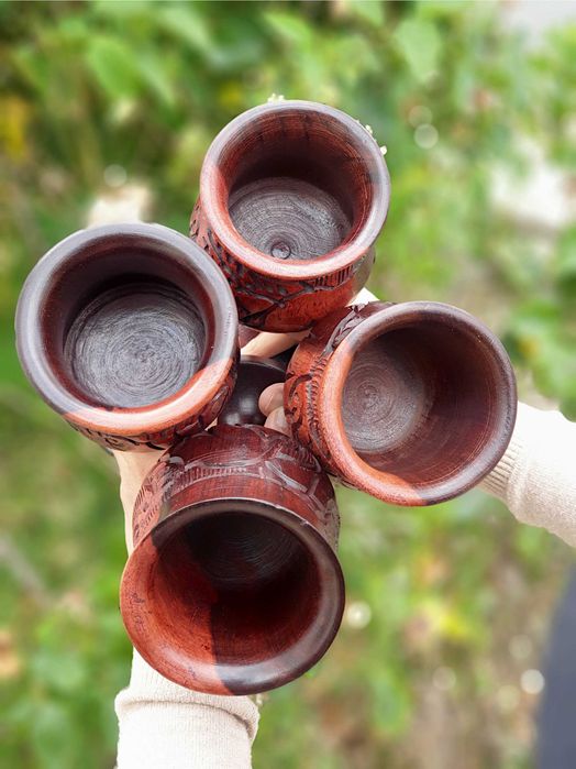 Artesanato africano Cálices e copos de vinho  em madeira exótica(Novo)