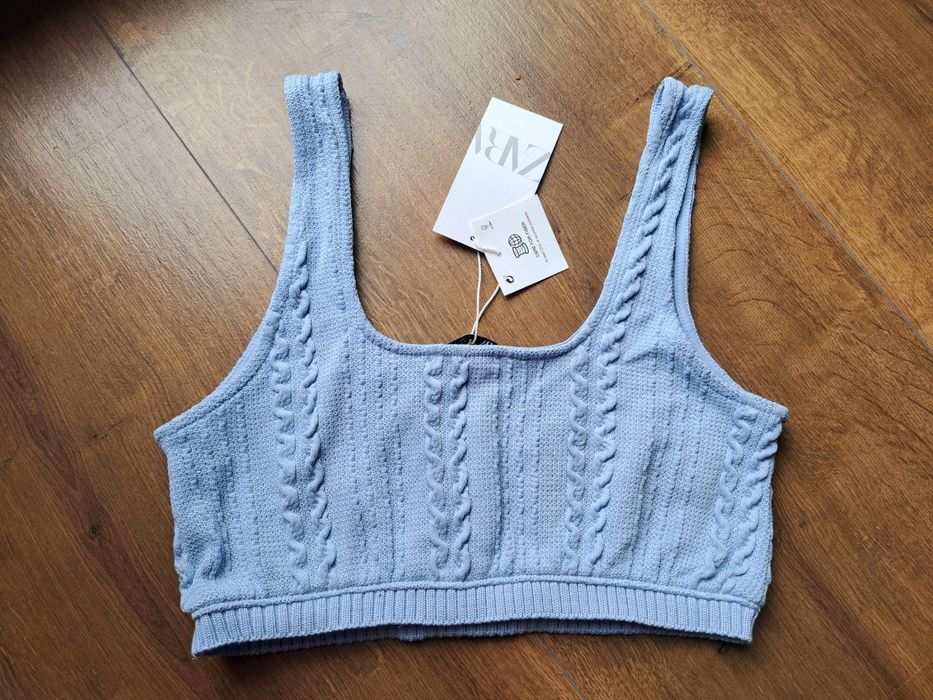 Dzianinowy crop top z warkoczowym splotem Zara 40 L