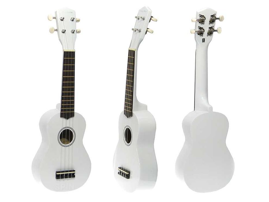 Białe ukulele sopranowe z drewna od Harleya