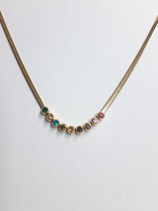 Colar em aço inoxidável com zircónia coloridas