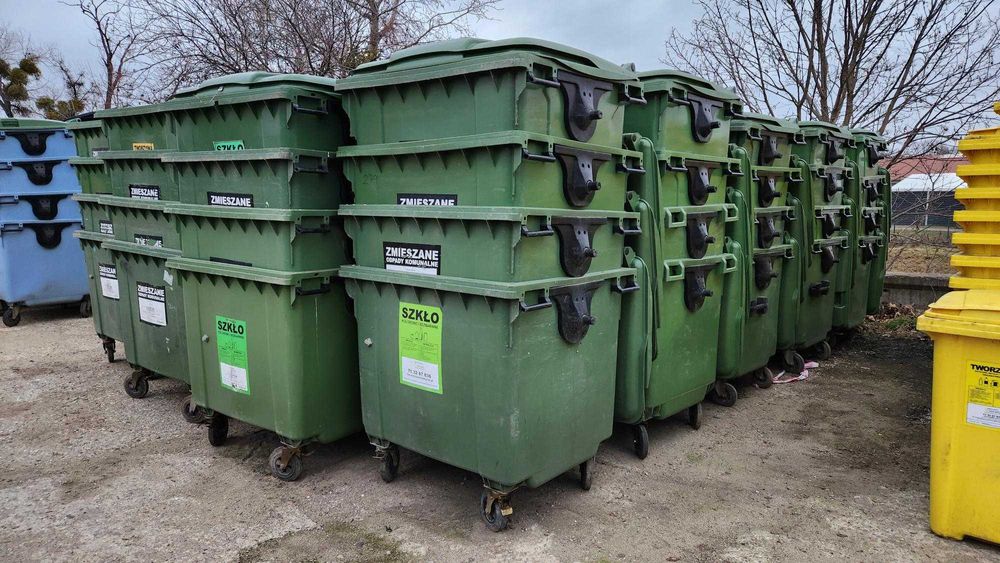 Pojemniki na odpady komunalne o poj. 660L, plastikowe, zielone