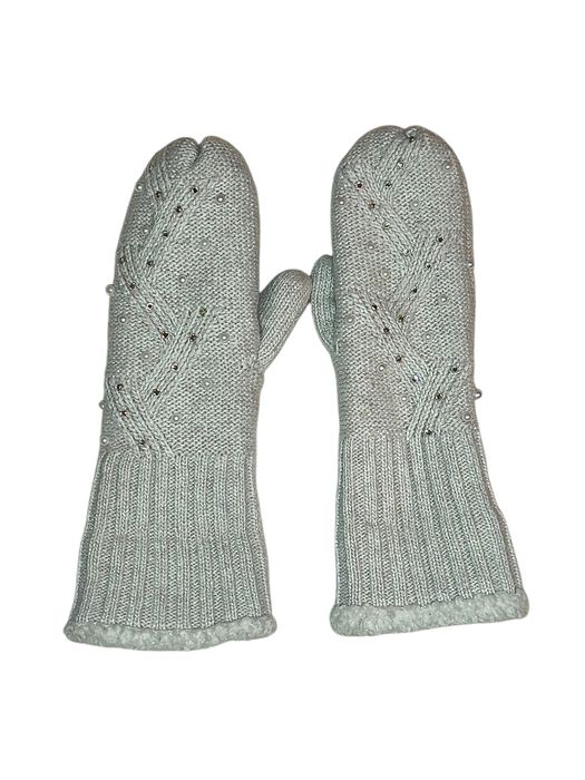 Grube ciepłe rękawiczki z perełkami i kryształkami