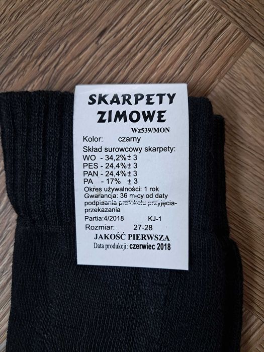 8 x skarpety zimowe czarne 539/MON, 27-28, cena za całość