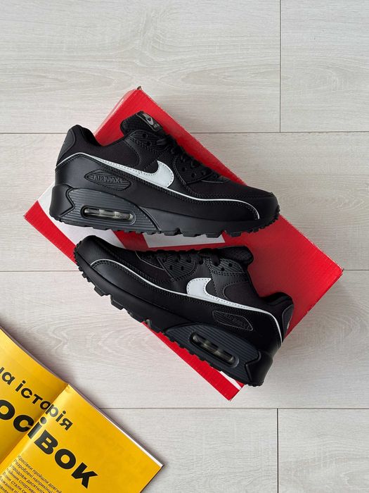 Кросівки Nike Air Max 90 Reflective Black | кроси Найк Аір Макс 90 чорного кольору шкіряні