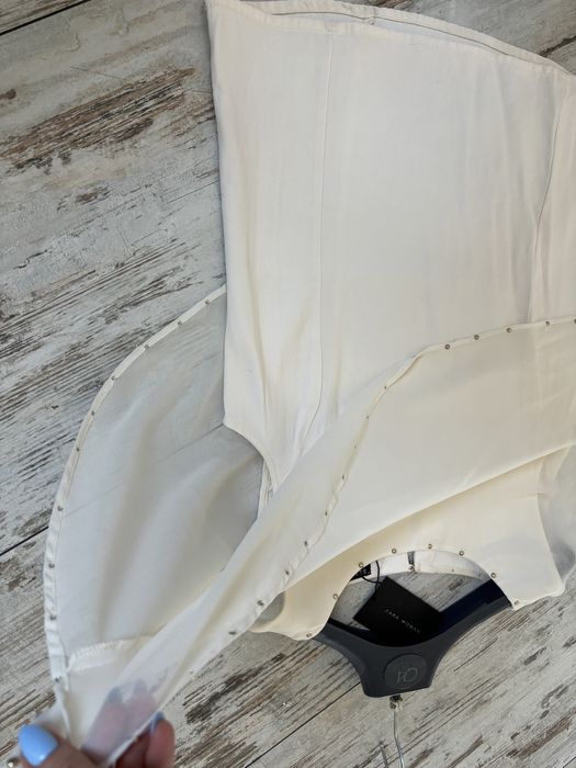 Zara woman motyl mgiełka tiul szyfon oversize wiskoza krem